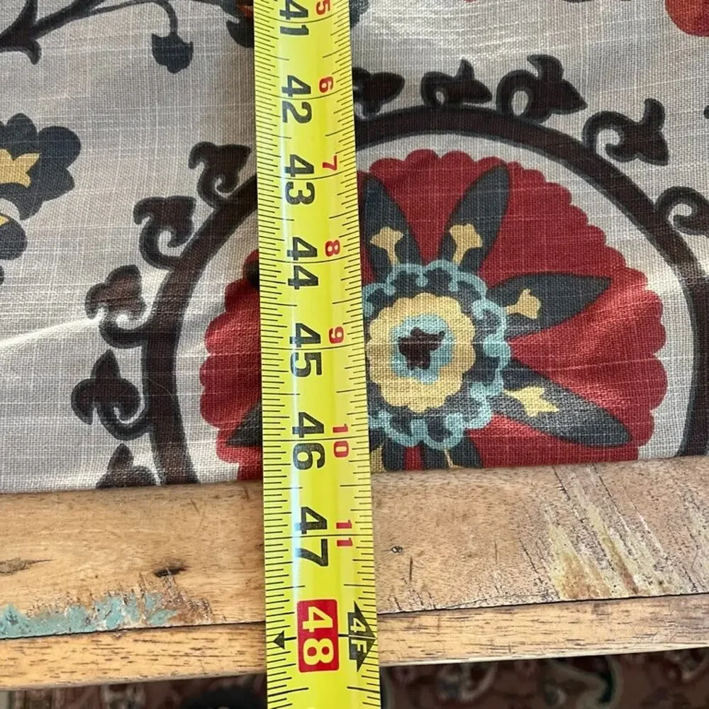 World Market Suzani Curtain Panels (2) 48in x 84in Floral Medallion 100% Cotton